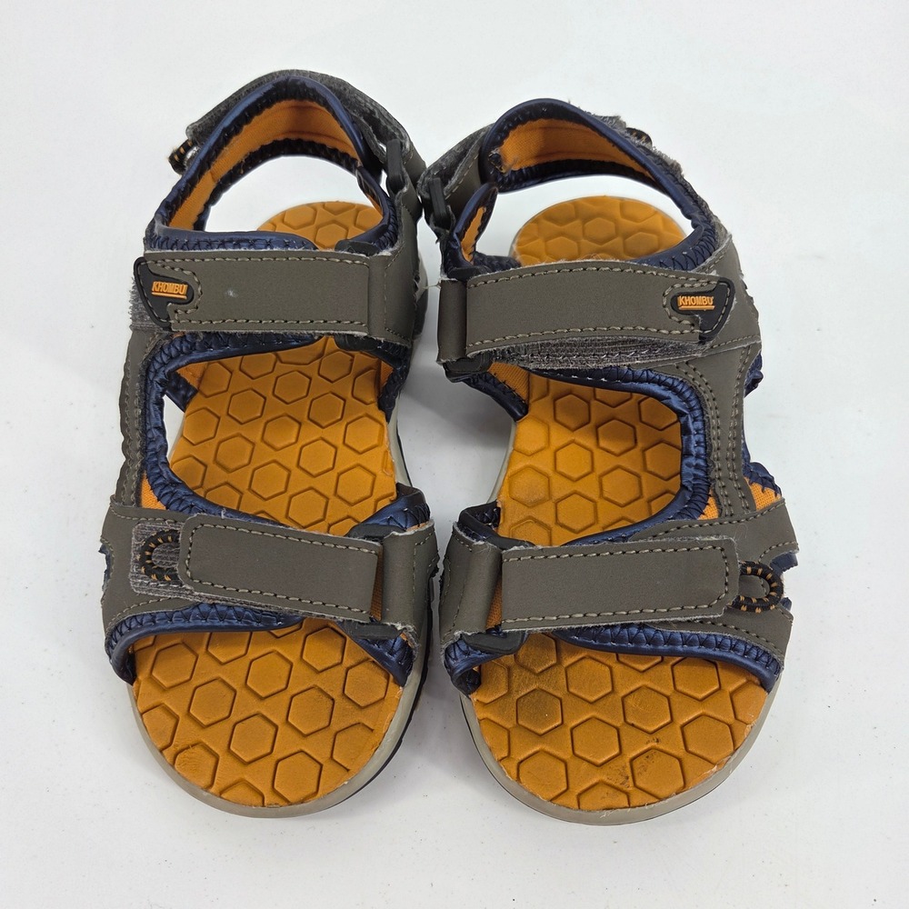 Khombu Brandy Kids Athletic Sandals Grey Orange Navy Blue Size 11M 476813